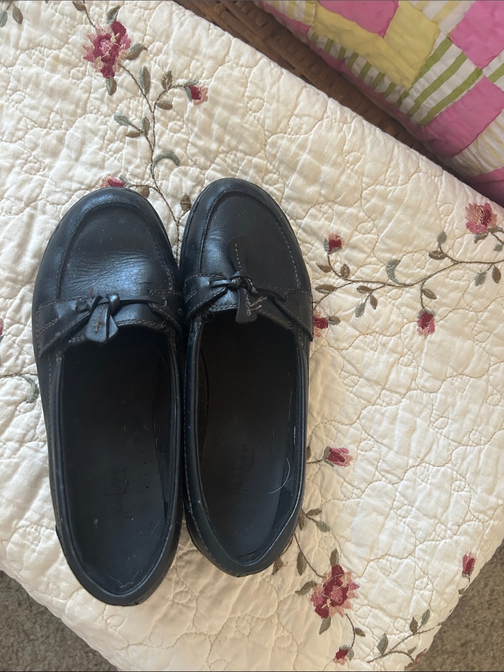 Clarks Black Bow-Detail Slip-On  Shoes